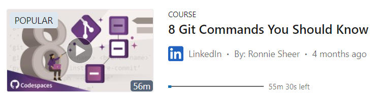 Screenshot of 8 Git Commands your should know course