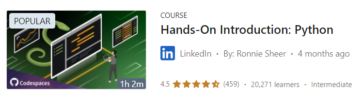 Screenshot of Hands-On Introduction to Python course