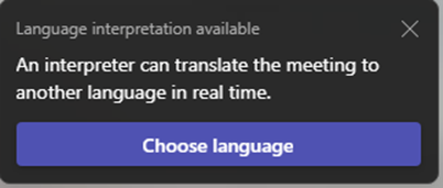 Choose language prompt at the start of the meeting