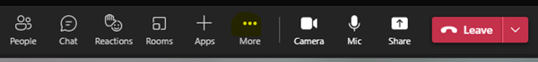 Bar tasgau Teams yn dangos More/Mwy wedi'i amlygu
Teams taskbar with More highlighted