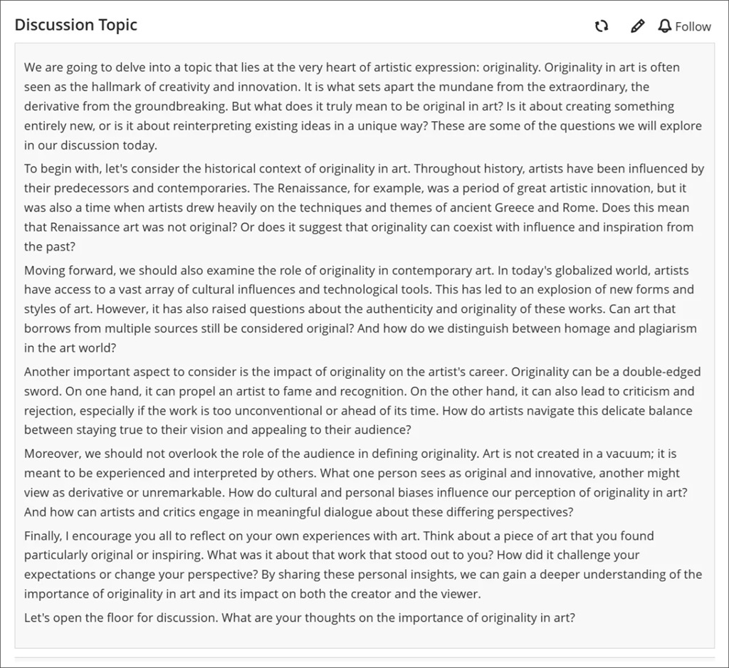 A long discussion post displayed in its entirety with a grey background.