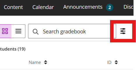 settings cog highlighted