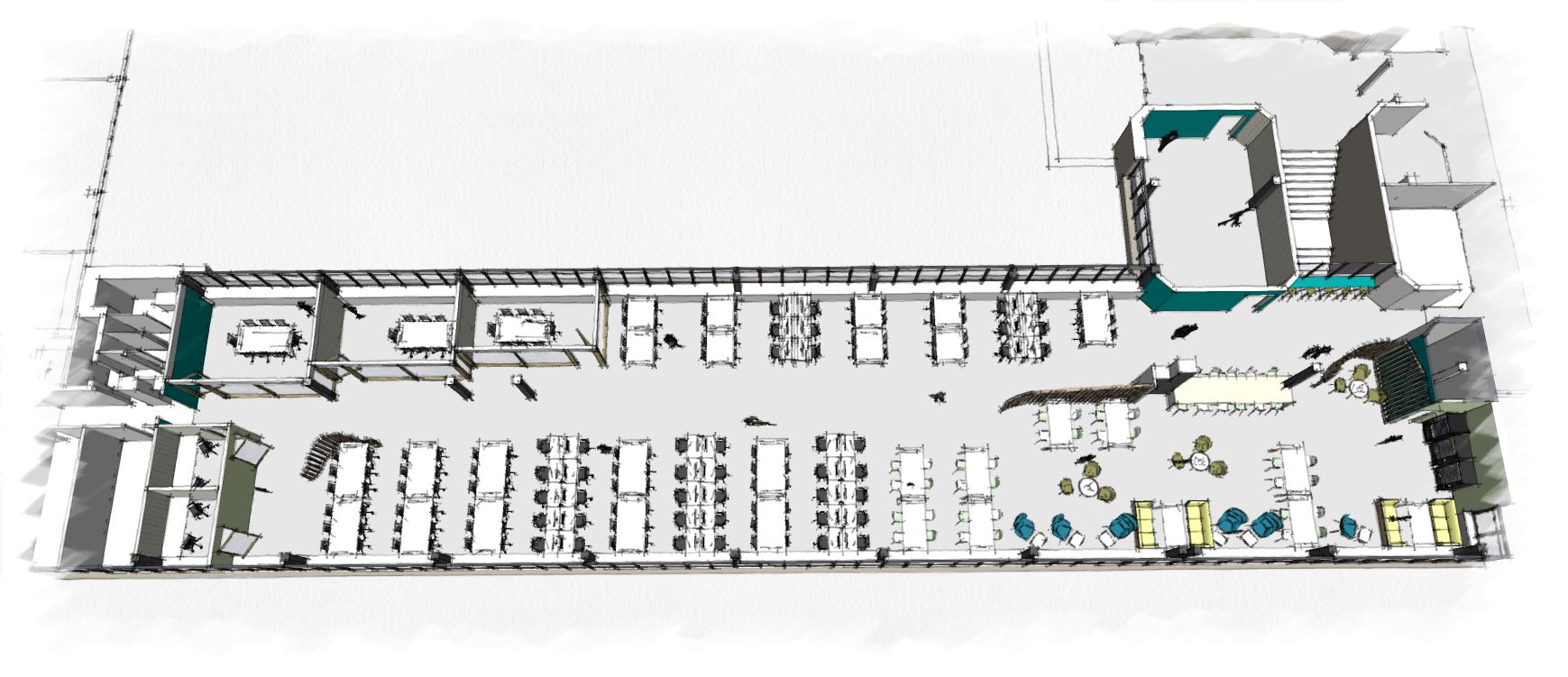 architect's sketch of the room from above