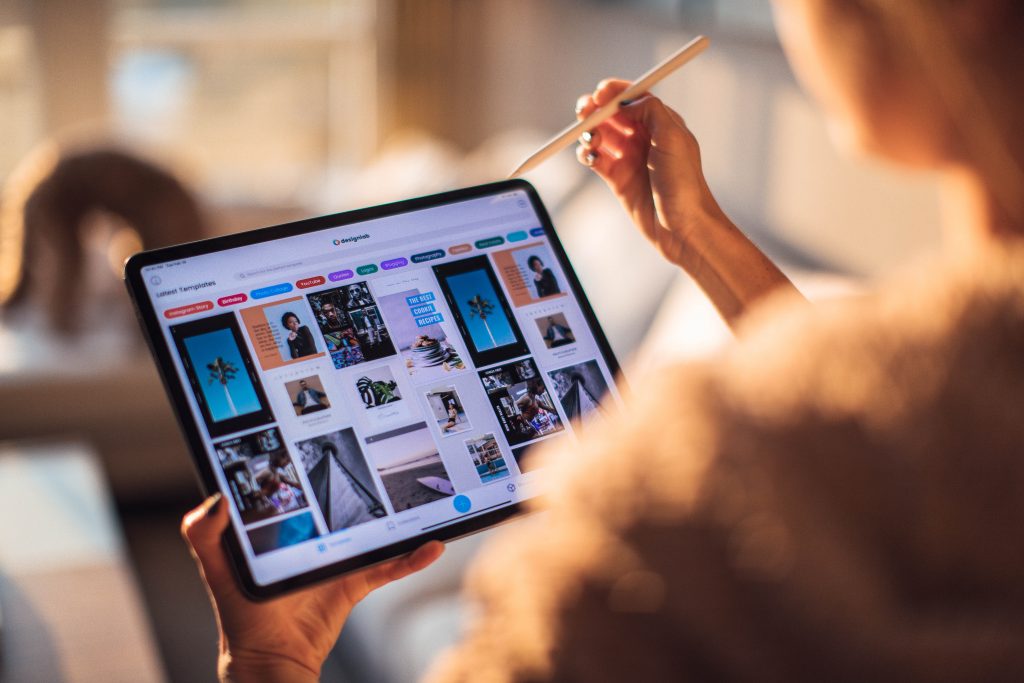 Woman holding a tablet