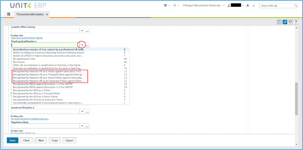 Screenshot of ABW with fellowship category listing highlighted