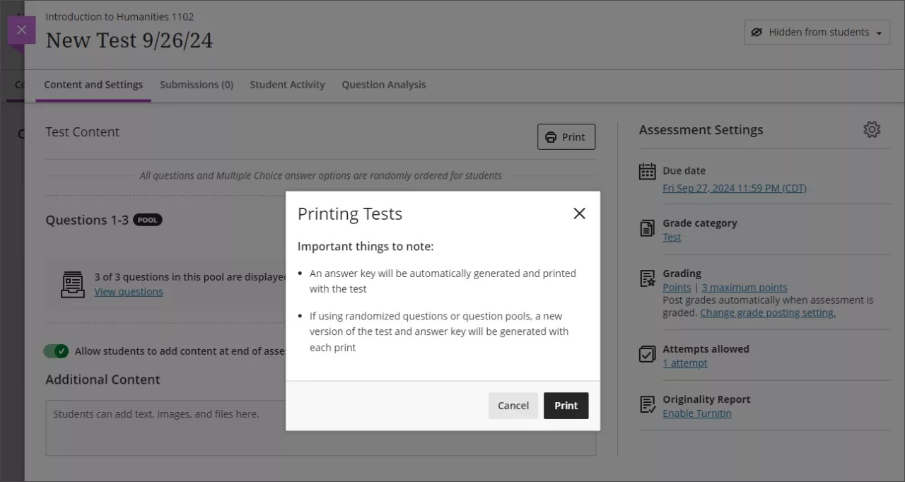  Printing a test 