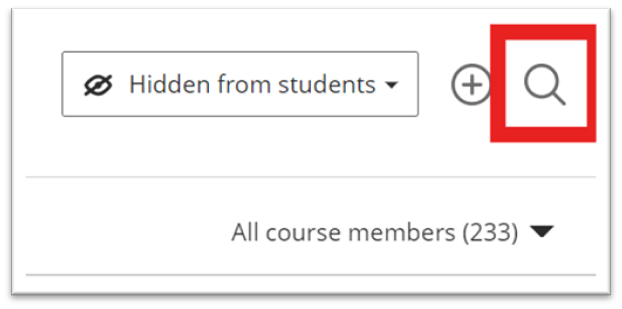 screenshot of the search function for students in the activity log